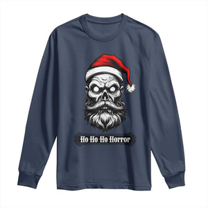 Creepy Christmas Skull Long Sleeve Shirt Ho Ho Ho Horror Santa Gothic Holiday TS02 Navy Print Your Wear
