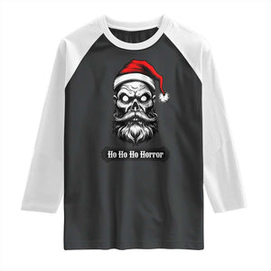 Creepy Christmas Skull Raglan Shirt Ho Ho Ho Horror Santa Gothic Holiday TS02 Black White Print Your Wear