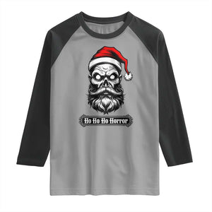 Creepy Christmas Skull Raglan Shirt Ho Ho Ho Horror Santa Gothic Holiday TS02 Sport Gray Black Print Your Wear