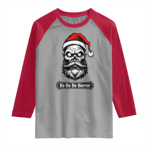 Creepy Christmas Skull Raglan Shirt Ho Ho Ho Horror Santa Gothic Holiday TS02 Sport Gray Red Print Your Wear