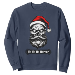 Creepy Christmas Skull Sweatshirt Ho Ho Ho Horror Santa Gothic Holiday TS02 Navy Print Your Wear