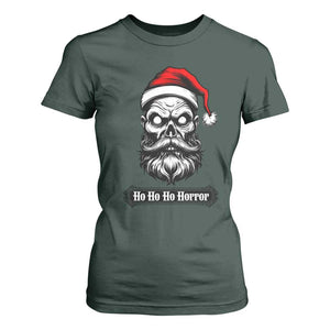 Creepy Christmas Skull T Shirt For Women Ho Ho Ho Horror Santa Gothic Holiday TS02 Dark Forest Green Print Your Wear