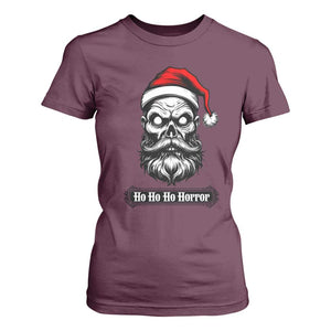 Creepy Christmas Skull T Shirt For Women Ho Ho Ho Horror Santa Gothic Holiday TS02 Maroon Print Your Wear
