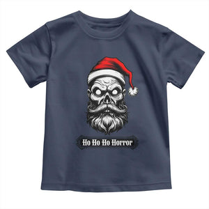 Creepy Christmas Skull Toddler T Shirt Ho Ho Ho Horror Santa Gothic Holiday TS02 Navy Print Your Wear