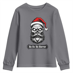 Creepy Christmas Skull Youth Sweatshirt Ho Ho Ho Horror Santa Gothic Holiday TS02 Charcoal Print Your Wear