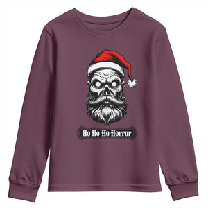 Creepy Christmas Skull Youth Sweatshirt Ho Ho Ho Horror Santa Gothic Holiday TS02 Maroon Print Your Wear