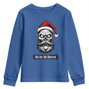 Creepy Christmas Skull Youth Sweatshirt Ho Ho Ho Horror Santa Gothic Holiday TS02 Royal Blue Print Your Wear