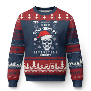 Dark Christmas Spirit Board Ugly Christmas Sweater Creepy Merry Xmas Skull and Ouija Horror Holiday TS02 Navy Red Print Your Wear