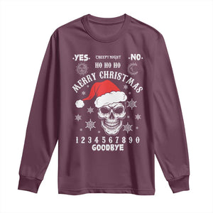 Dark Christmas Spirit Board Long Sleeve Shirt Creepy Merry Xmas Skull and Ouija Horror Holiday TS02 Maroon Print Your Wear