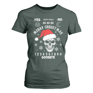 Dark Christmas Spirit Board T Shirt For Women Creepy Merry Xmas Skull and Ouija Horror Holiday TS02 Dark Forest Green Print Your Wear