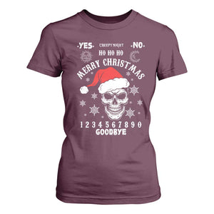 Dark Christmas Spirit Board T Shirt For Women Creepy Merry Xmas Skull and Ouija Horror Holiday TS02 Maroon Print Your Wear
