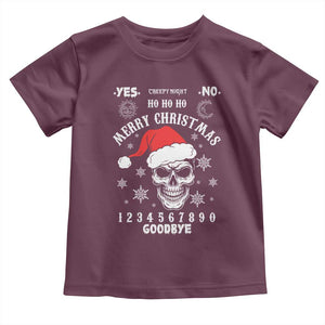 Dark Christmas Spirit Board Toddler T Shirt Creepy Merry Xmas Skull and Ouija Horror Holiday TS02 Maroon Print Your Wear