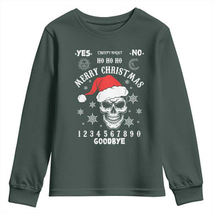 Dark Christmas Spirit Board Youth Sweatshirt Creepy Merry Xmas Skull and Ouija Horror Holiday TS02 Dark Forest Green Print Your Wear