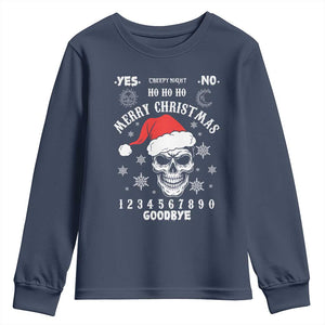 Dark Christmas Spirit Board Youth Sweatshirt Creepy Merry Xmas Skull and Ouija Horror Holiday TS02 Navy Print Your Wear