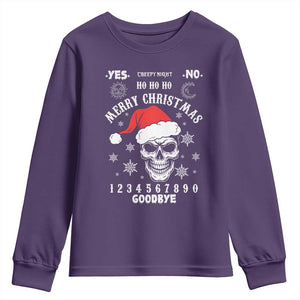 Dark Christmas Spirit Board Youth Sweatshirt Creepy Merry Xmas Skull and Ouija Horror Holiday TS02 Purple Print Your Wear