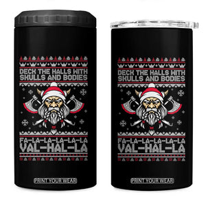 Deck The Halls With Skulls and Bodies 4 in 1 Can Cooler Tumbler Viking Christmas Fa La La Valhalla TS02 One Size: 16 oz Black Print Your Wear