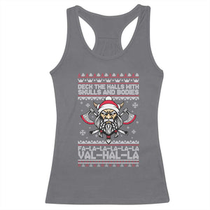 Deck The Halls With Skulls and Bodies Racerback Tank Top Viking Christmas Fa La La Valhalla TS02 Charcoal Print Your Wear
