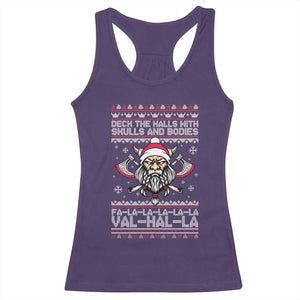 Deck The Halls With Skulls and Bodies Racerback Tank Top Viking Christmas Fa La La Valhalla TS02 Purple Print Your Wear