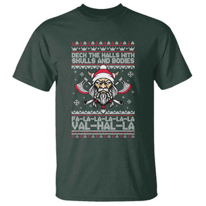 Deck The Halls With Skulls and Bodies T Shirt Viking Christmas Fa La La Valhalla TS02 Dark Forest Green Print Your Wear