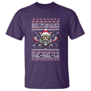 Deck The Halls With Skulls and Bodies T Shirt Viking Christmas Fa La La Valhalla TS02 Purple Print Your Wear