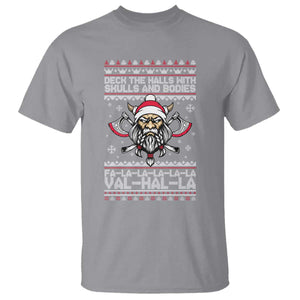 Deck The Halls With Skulls and Bodies T Shirt Viking Christmas Fa La La Valhalla TS02 Sport Gray Print Your Wear