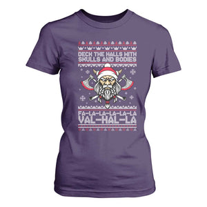 Deck The Halls With Skulls and Bodies T Shirt For Women Viking Christmas Fa La La Valhalla TS02 Purple Print Your Wear