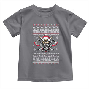 Deck The Halls With Skulls and Bodies Toddler T Shirt Viking Christmas Fa La La Valhalla TS02 Charcoal Print Your Wear