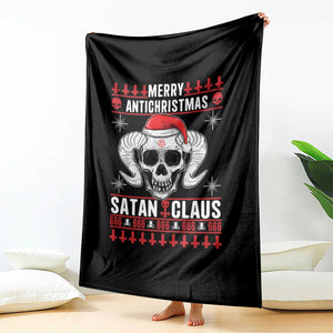 Satan Claus Skull Antichristmas Throw Blanket Dark Humor Holiday 666 Skull and Horns TS02 Print Your Wear