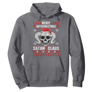 Satan Claus Skull Antichristmas Hoodie Dark Humor Holiday 666 Skull and Horns TS02 Charcoal Print Your Wear