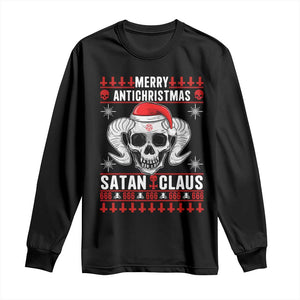 Satan Claus Skull Antichristmas Long Sleeve Shirt Dark Humor Holiday 666 Skull and Horns TS02 Black Print Your Wear