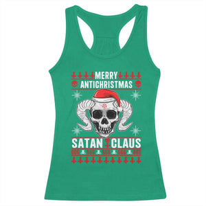 Satan Claus Skull Antichristmas Racerback Tank Top Dark Humor Holiday 666 Skull and Horns TS02 Irish Green Print Your Wear