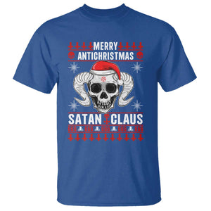 Satan Claus Skull Antichristmas T Shirt Dark Humor Holiday 666 Skull and Horns TS02 Royal Blue Print Your Wear