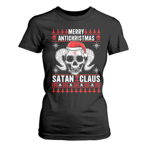 Satan Claus Skull Antichristmas T Shirt For Women Dark Humor Holiday 666 Skull and Horns TS02 Black Print Your Wear