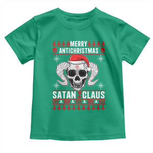 Satan Claus Skull Antichristmas Toddler T Shirt Dark Humor Holiday 666 Skull and Horns TS02 Irish Green Print Your Wear
