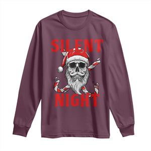 Silent Night Skull Christmas Long Sleeve Shirt Creepy Santa Gothic Holiday TS02 Maroon Print Your Wear