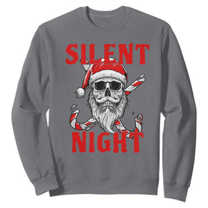 Silent Night Skull Christmas Sweatshirt Creepy Santa Gothic Holiday TS02 Charcoal Print Your Wear