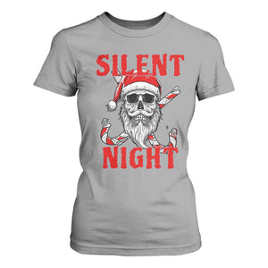 Silent Night Skull Christmas T Shirt For Women Creepy Santa Gothic Holiday TS02 Sport Gray Print Your Wear