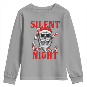 Silent Night Skull Christmas Youth Sweatshirt Creepy Santa Gothic Holiday TS02 Sport Gray Print Your Wear