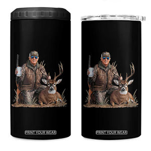 Trump Deer Hunting 4 in 1 Can Cooler Tumbler And Beer Old School Camouflage TS02 One Size: 16 oz Black Print Your Wear