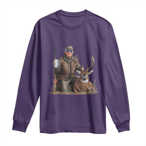 Trump Deer Hunting Long Sleeve Shirt And Beer Old School Camouflage TS02 Purple Print Your Wear