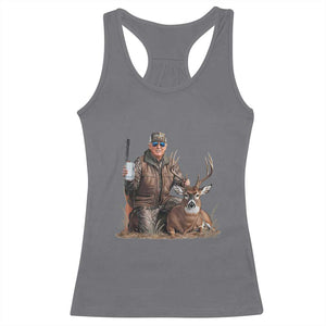 Trump Deer Hunting Racerback Tank Top And Beer Old School Camouflage TS02 Charcoal Print Your Wear