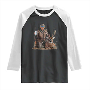 Trump Deer Hunting Raglan Shirt And Beer Old School Camouflage TS02 Black White Print Your Wear
