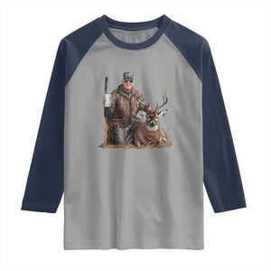 Trump Deer Hunting Raglan Shirt And Beer Old School Camouflage TS02 Sport Gray Navy Print Your Wear