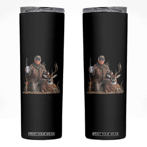 Trump Deer Hunting Skinny Tumbler And Beer Old School Camouflage TS02 Black Print Your Wear