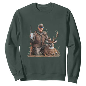 Trump Deer Hunting Sweatshirt And Beer Old School Camouflage TS02 Dark Forest Green Print Your Wear