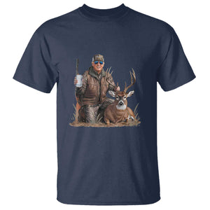 Trump Deer Hunting T Shirt And Beer Old School Camouflage TS02 Navy Print Your Wear