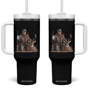 Trump Deer Hunting Tumbler With Handle And Beer Old School Camouflage TS02 One Size: 40 oz Black Print Your Wear