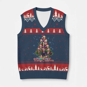 Xmas Trump Supporter V-Neck Knit Sweater Vest Xmas Tree Dream Team Daddys Home President 45 47 TS02 Navy Red Print Your Wear