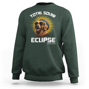Total Solar Eclipse Sweatshirt Golden Retriever April 8 2024 TS02 Dark Forest Green Printyourwear