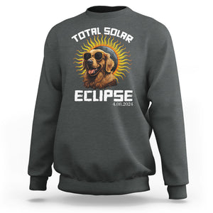 Total Solar Eclipse Sweatshirt Golden Retriever April 8 2024 TS02 Dark Heather Printyourwear
